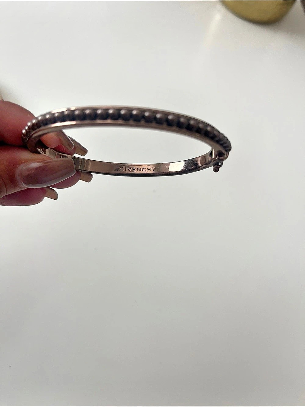 GIVENCHY Beaded Trim Hinged Bangle Bracelet